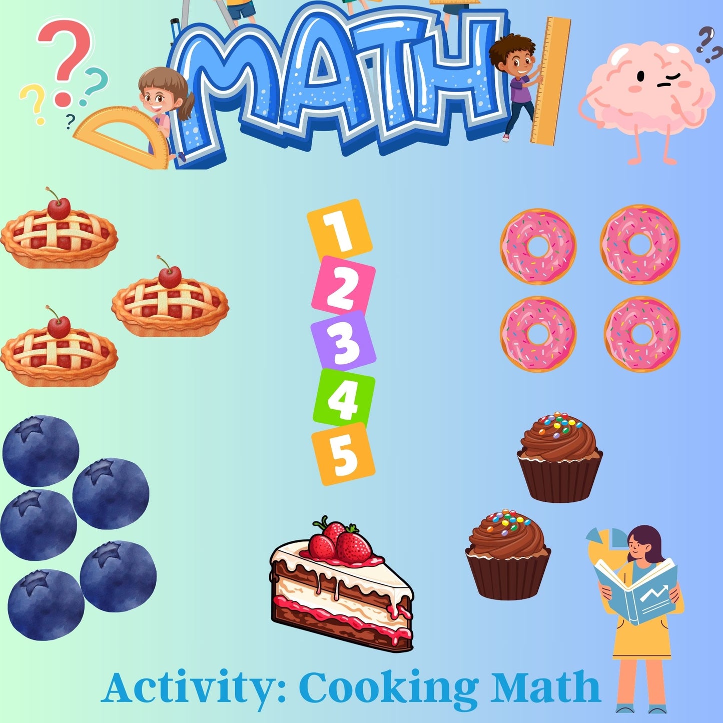 Kids Digital Activity Book with Coloring, Puzzles, and Writing About Fruits, Veggies, and Sweet Treats/Busy Book