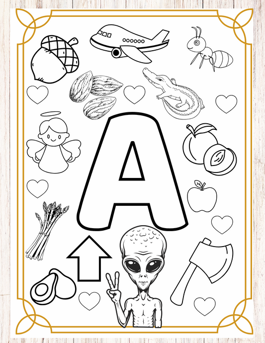 AT Included Alphabet Coloring Book: Fun Learning Activities to Help Kids Explore Letters A-Z with Creativity/26 Pages/Digital Product/Busy Book for Kids