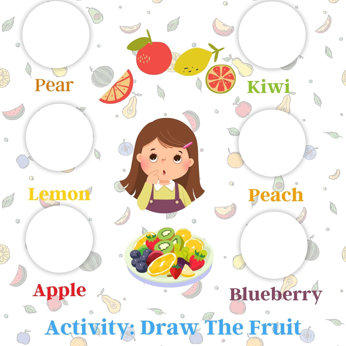 Kids Digital Activity Book with Coloring, Puzzles, and Writing About Fruits, Veggies, and Sweet Treats/Busy Book